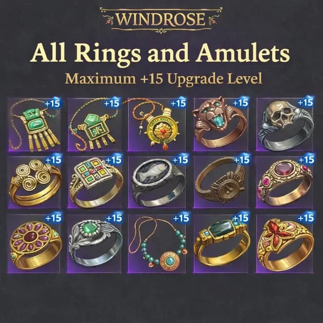 All Rings and Amulets in the game (27 Pieces) (Lv 15 upgrade max)